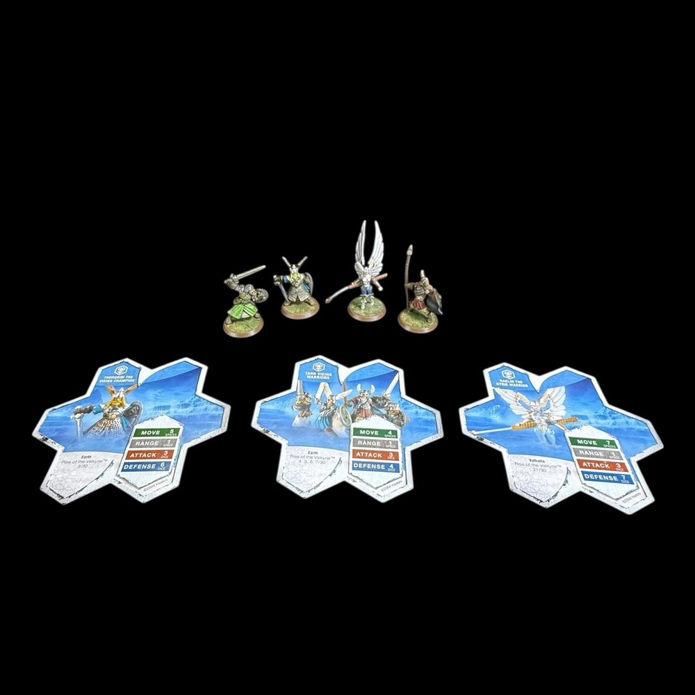 Heroscape‎ Raelin, Thorgrim and 2 of 4 Tarn Viking Warriors 4 Figs 3 Cards